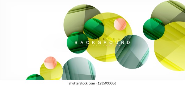 Glossy colorful circles abstract background, modern geometric design, vector
