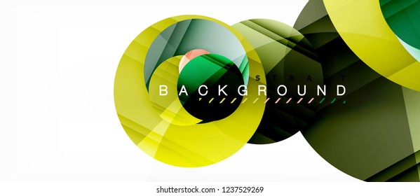 Glossy colorful circles abstract background, modern geometric design, vector