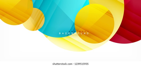 Glossy colorful circles abstract background, modern geometric design, vector