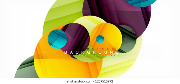 Glossy colorful circles abstract background, modern geometric design, vector