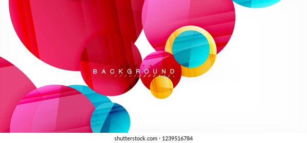 Glossy colorful circles abstract background, modern geometric design, vector
