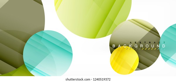 Glossy colorful circles abstract background, modern geometric design, vector