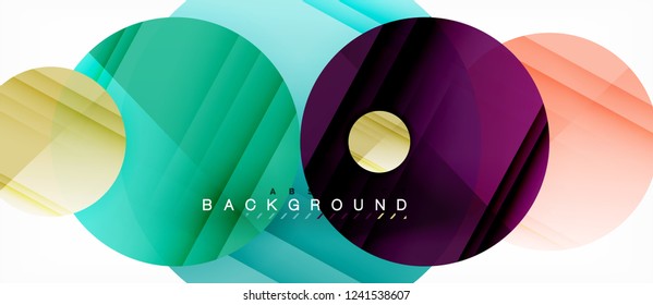 Glossy colorful circles abstract background, modern geometric design, vector
