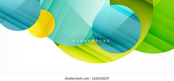 Glossy colorful circles abstract background, modern geometric design, vector