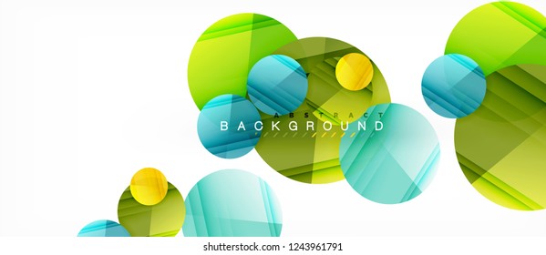 Glossy colorful circles abstract background, modern geometric design, vector