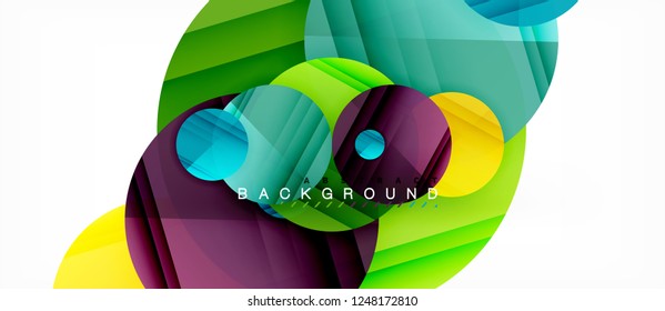 Glossy colorful circles abstract background, modern geometric design, vector