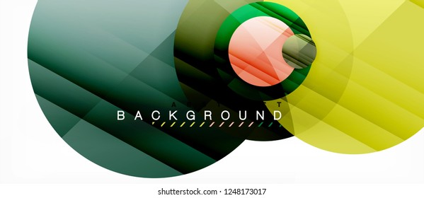 Glossy colorful circles abstract background, modern geometric design, vector