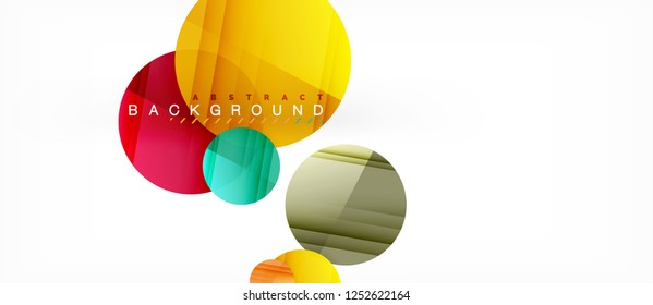 Glossy colorful circles abstract background, modern geometric design, vector