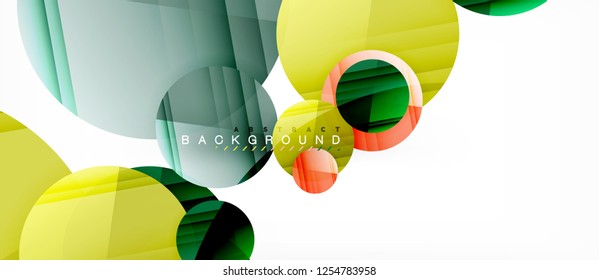 Glossy colorful circles abstract background, modern geometric design, vector