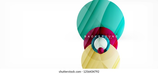 Glossy colorful circles abstract background, modern geometric design, vector