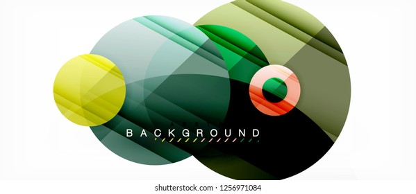 Glossy colorful circles abstract background, modern geometric design, vector