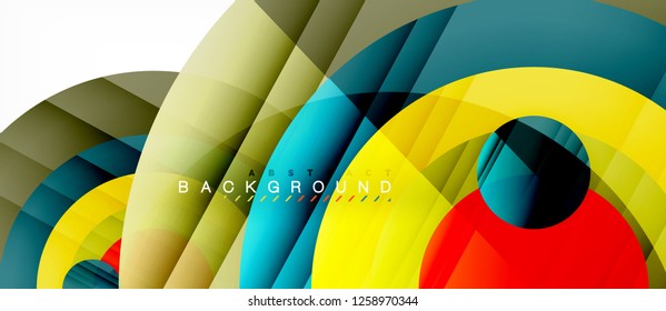 Glossy colorful circles abstract background, modern geometric design, vector