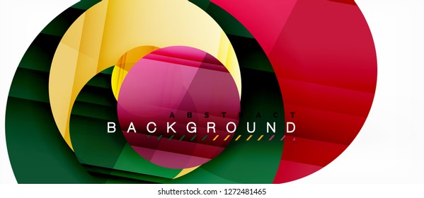 Glossy colorful circles abstract background, modern geometric design, vector