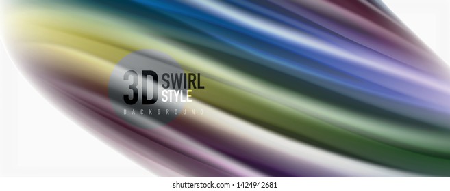 Glossy colorful liquid waves abstract background,, modern techno lines. Vector stripes, motion concept