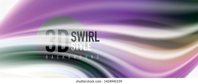 Glossy colorful liquid waves abstract background,, modern techno lines. Vector stripes, motion concept