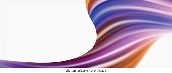 Glossy colorful liquid waves abstract background,, modern techno lines. Vector stripes, motion concept