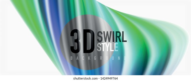 Glossy colorful liquid waves abstract background,, modern techno lines. Vector stripes, motion concept