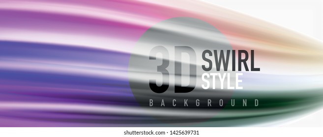 Glossy colorful liquid waves abstract background,, modern techno lines. Vector stripes, motion concept