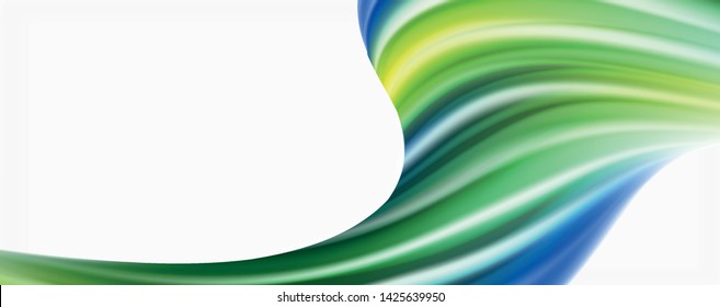 Glossy colorful liquid waves abstract background,, modern techno lines. Vector stripes, motion concept