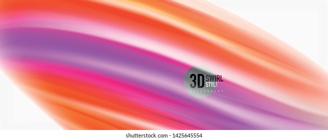 Glossy colorful liquid waves abstract background,, modern techno lines. Vector stripes, motion concept