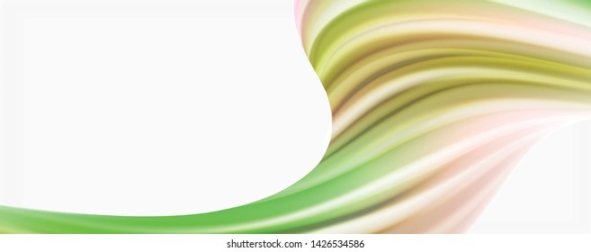 Glossy colorful liquid waves abstract background,, modern techno lines. Vector stripes, motion concept