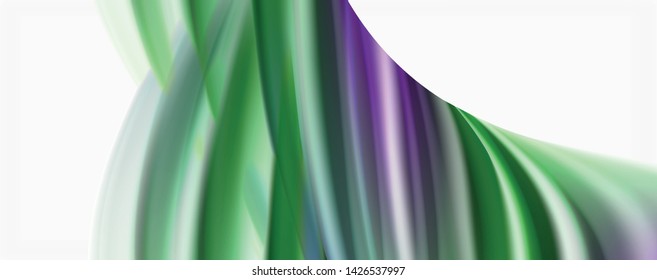 Olas líquidas brillantes y coloridas de fondo abstracto, líneas tecnológicas modernas. Bandas vectoriales, concepto de movimiento