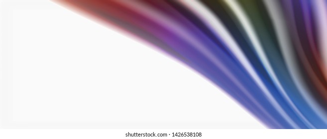 Glossy colorful liquid waves abstract background,, modern techno lines. Vector stripes, motion concept
