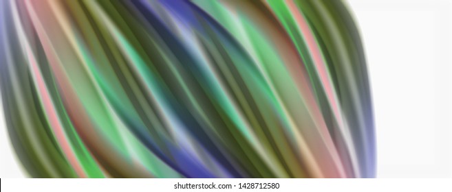 Glossy colorful liquid waves abstract background,, modern techno lines. Vector stripes, motion concept