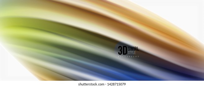 Glossy colorful liquid waves abstract background,, modern techno lines. Vector stripes, motion concept