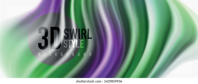 Glossy colorful liquid waves abstract background,, modern techno lines. Vector stripes, motion concept