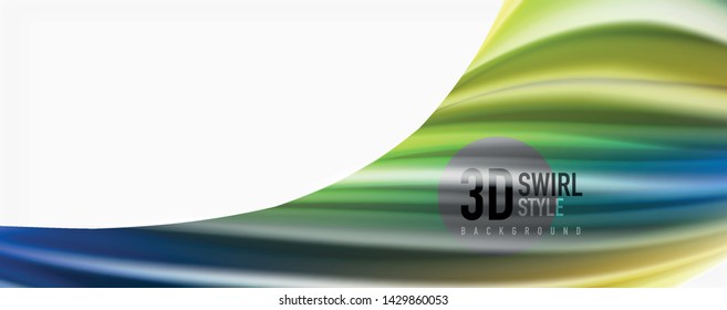 Glossy colorful liquid waves abstract background,, modern techno lines. Vector stripes, motion concept