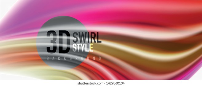 Glossy colorful liquid waves abstract background,, modern techno lines. Vector stripes, motion concept