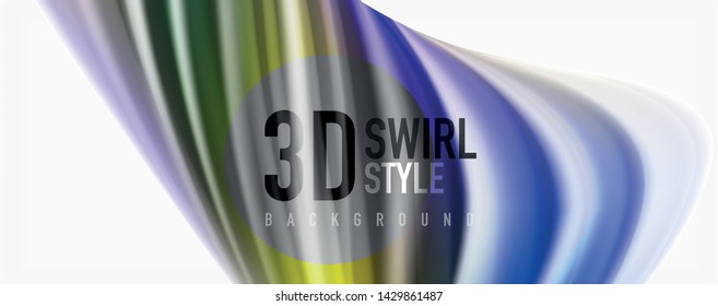 Glossy colorful liquid waves abstract background,, modern techno lines. Vector stripes, motion concept