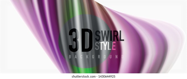 Glossy colorful liquid waves abstract background,, modern techno lines. Vector stripes, motion concept