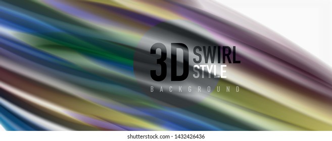 Glossy colorful liquid waves abstract background,, modern techno lines. Vector stripes, motion concept