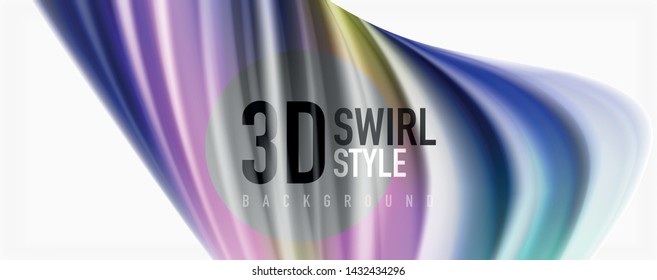 Glossy colorful liquid waves abstract background,, modern techno lines. Vector stripes, motion concept