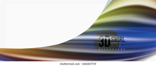 Glossy colorful liquid waves abstract background,, modern techno lines. Vector stripes, motion concept