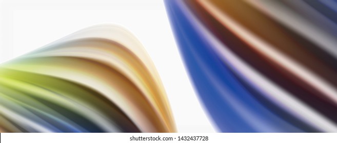 Glossy colorful liquid waves abstract background,, modern techno lines. Vector stripes, motion concept