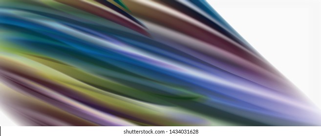 Glossy colorful liquid waves abstract background,, modern techno lines. Vector stripes, motion concept