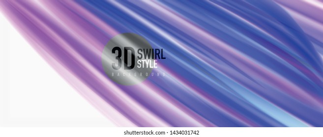 Glossy colorful liquid waves abstract background,, modern techno lines. Vector stripes, motion concept
