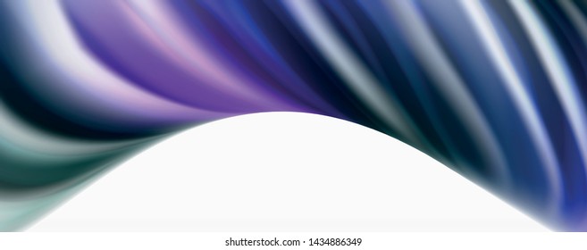 Glossy colorful liquid waves abstract background,, modern techno lines. Vector stripes, motion concept