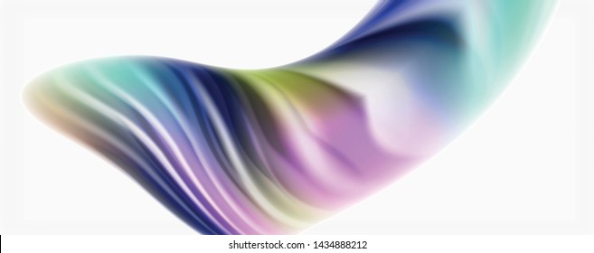 Glossy colorful liquid waves abstract background,, modern techno lines. Vector stripes, motion concept