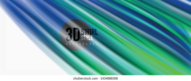 Glossy colorful liquid waves abstract background,, modern techno lines. Vector stripes, motion concept