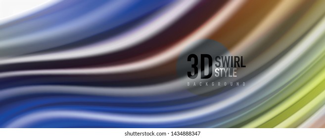 Glossy colorful liquid waves abstract background,, modern techno lines. Vector stripes, motion concept