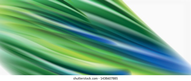 Glossy colorful liquid waves abstract background,, modern techno lines. Vector stripes, motion concept