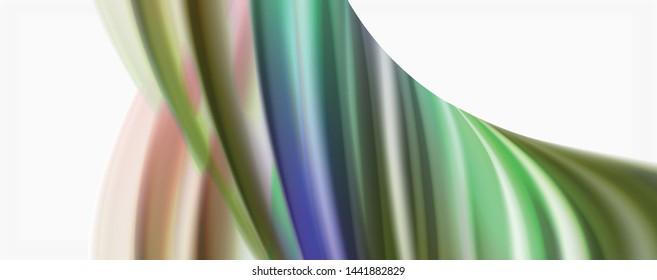 Glossy colorful liquid waves abstract background,, modern techno lines. Vector stripes, motion concept