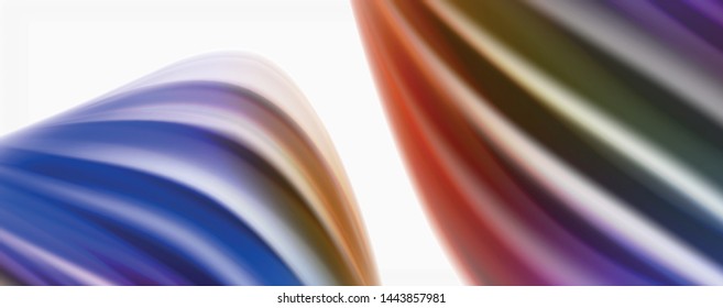Glossy colorful liquid waves abstract background,, modern techno lines. Vector stripes, motion concept