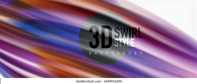 Glossy colorful liquid waves abstract background,, modern techno lines. Vector stripes, motion concept