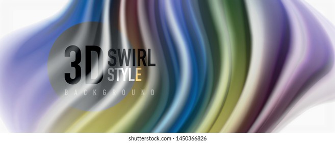 Glossy colorful liquid waves abstract background,, modern techno lines. Vector stripes, motion concept