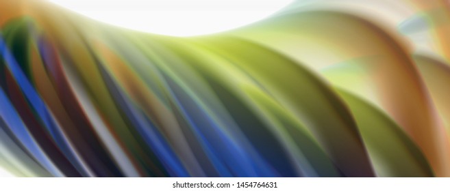 Olas líquidas brillantes y coloridas de fondo abstracto, líneas tecnológicas modernas. Bandas vectoriales, concepto de movimiento